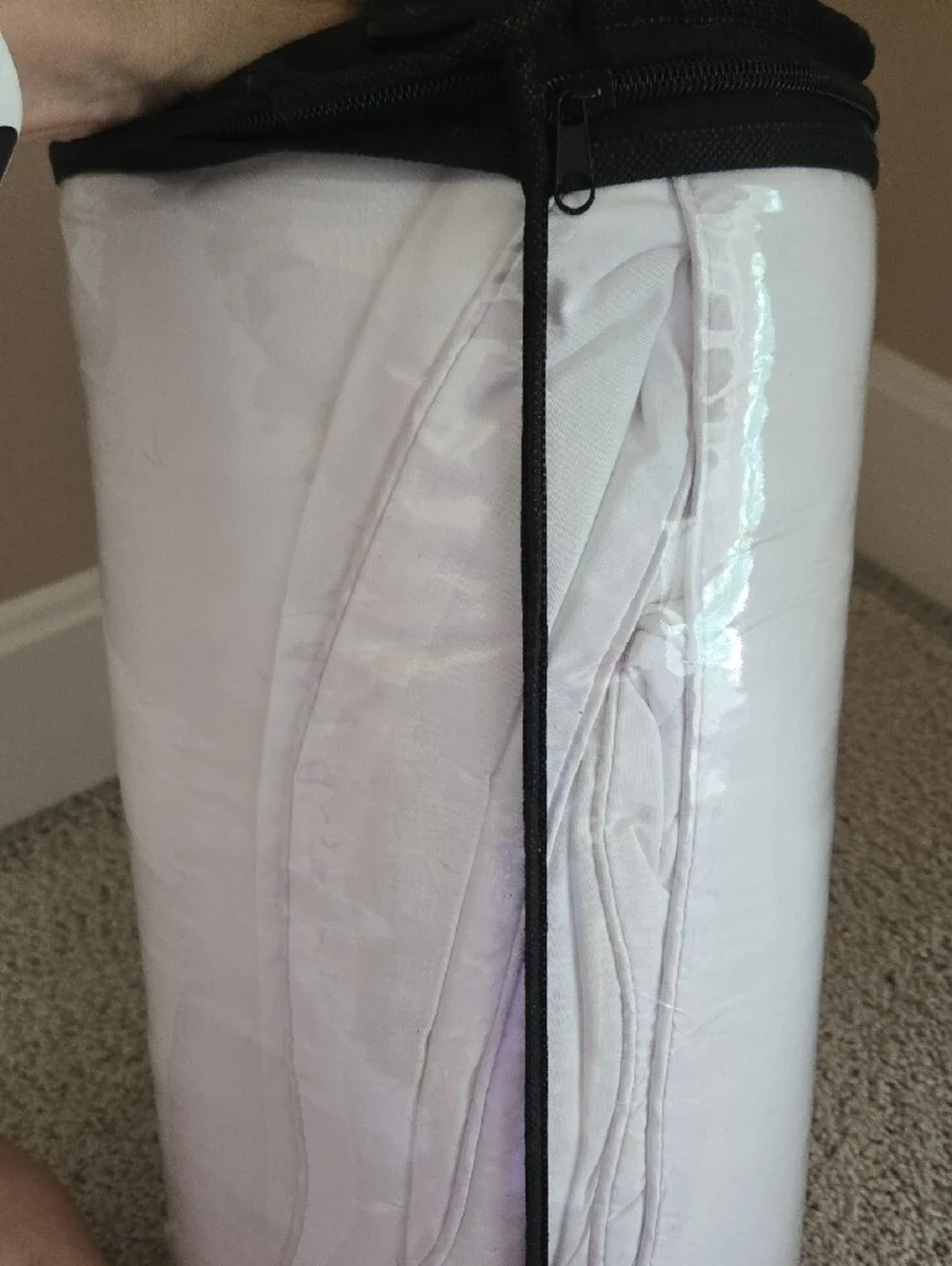 Queen White Dobby Stripe Comforter Set - Soft 3-Piece Set NWT